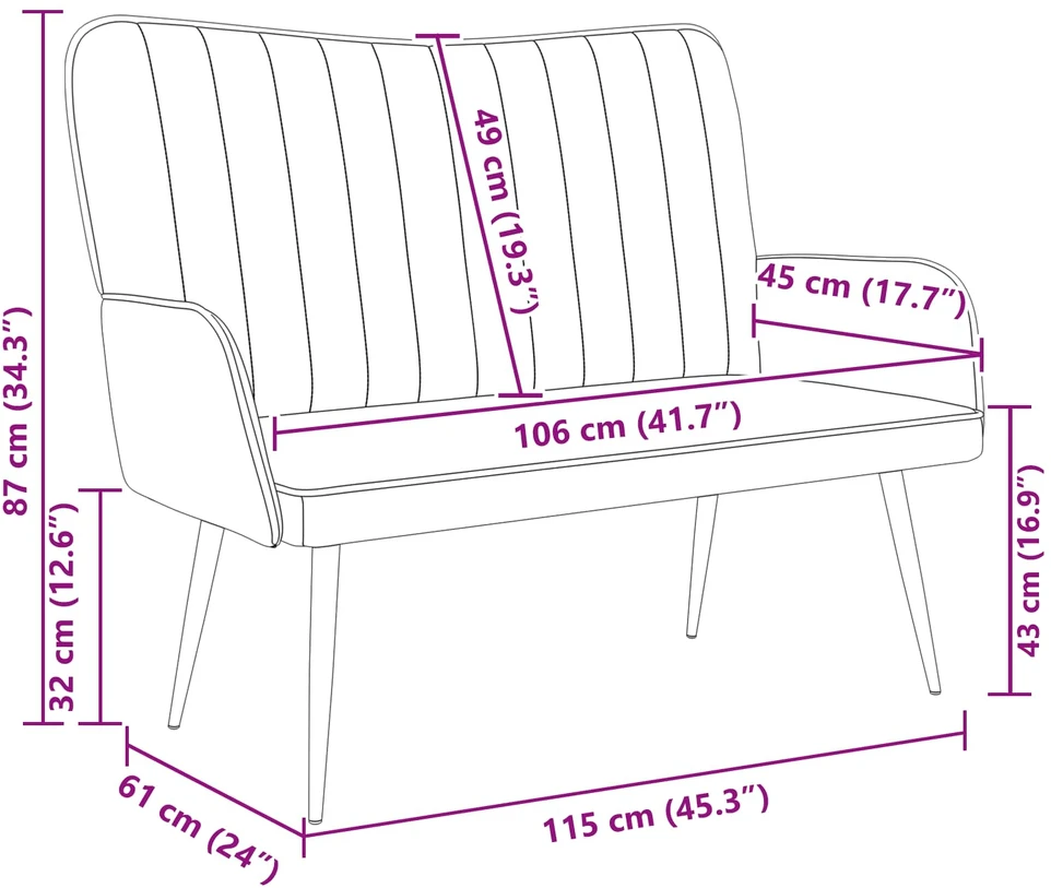 Dvitaškė sofa Vyno raudona 115 x 61 x 87 cm Aksomas