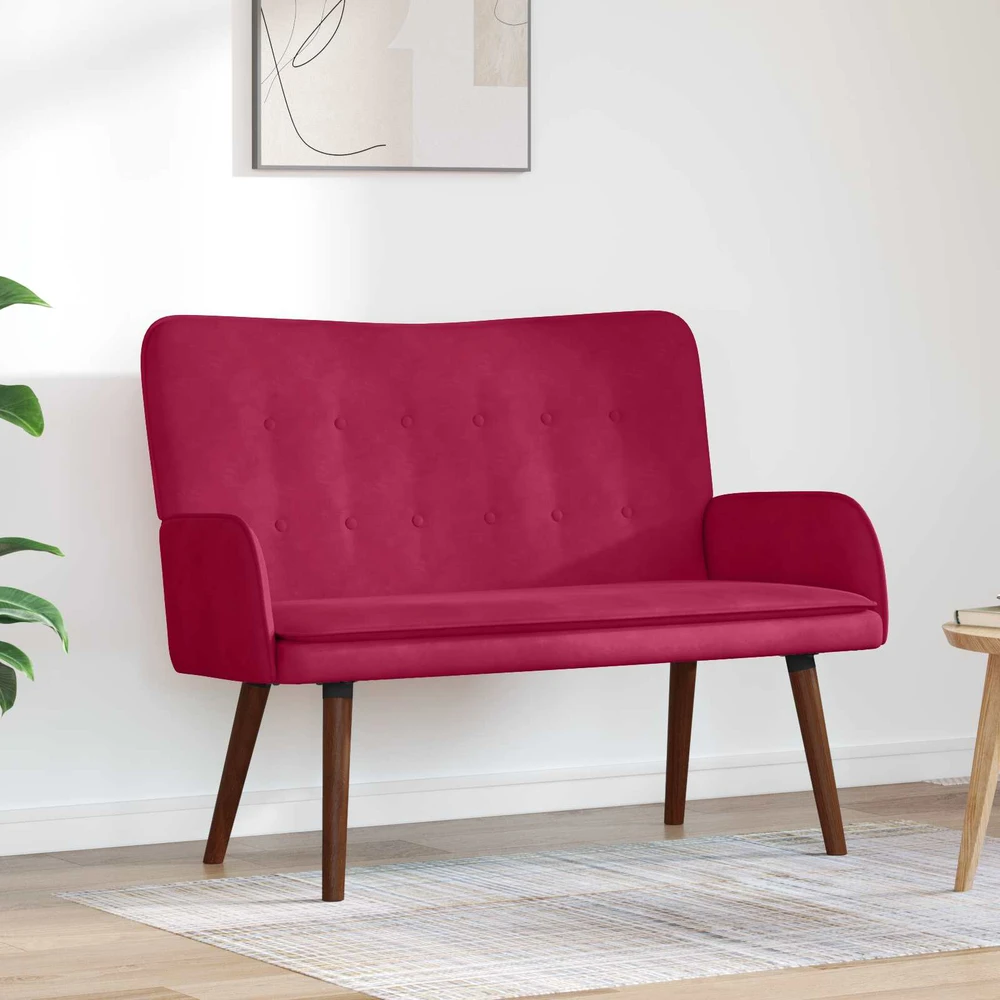 Dvitaškė sofa Vyno raudona 115 x 61 x 87 cm Aksomas