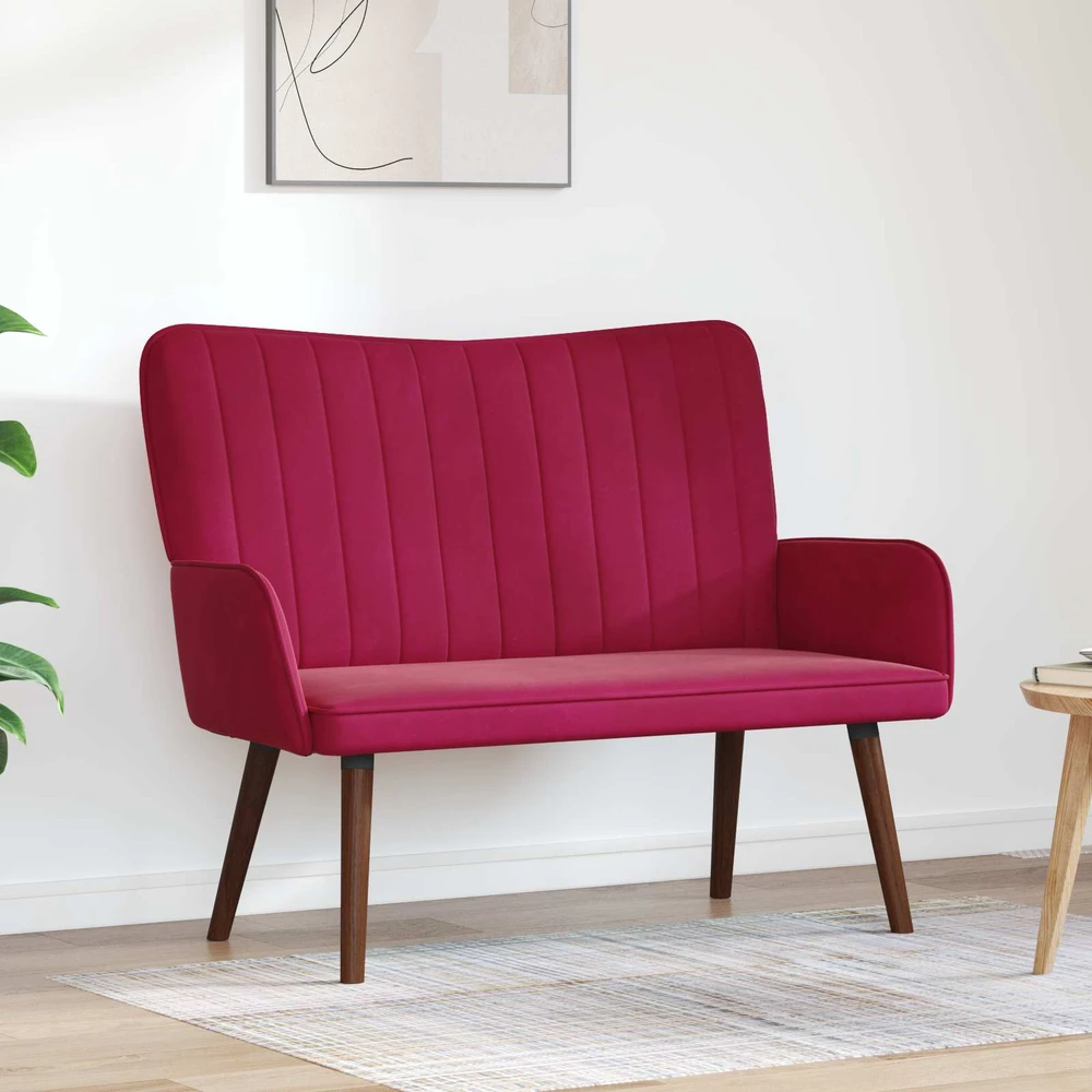 Dvitaškė sofa Vyno raudona 115 x 61 x 87 cm Aksomas