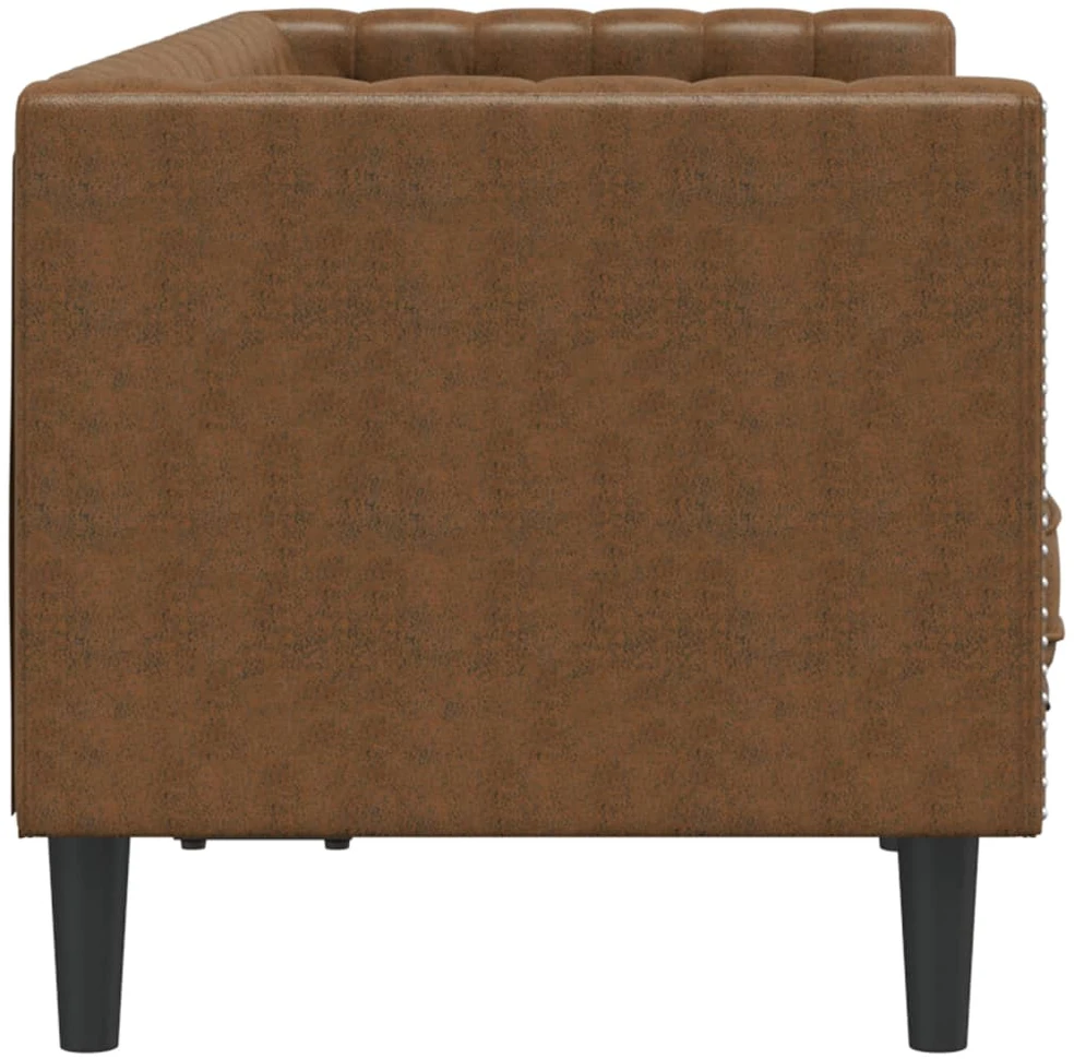 Dvivietė chesterfield sofa su pagalvėlėmis, ruda, dirbtinė oda