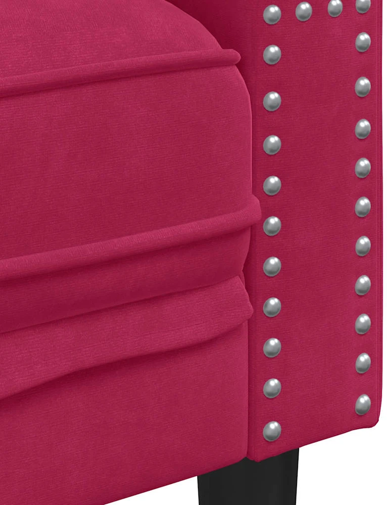 Dvivietė chesterfield sofa su pagalvėlėmis, raudona, aksomas