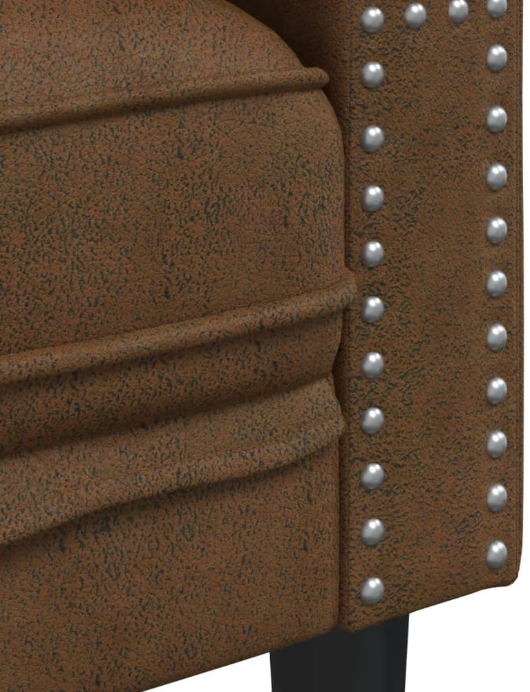 Dvivietė chesterfield sofa su pagalvėlėmis, ruda, dirbtinė oda