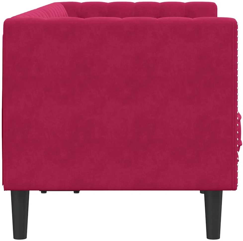 Dvivietė chesterfield sofa su pagalvėlėmis, raudona, aksomas