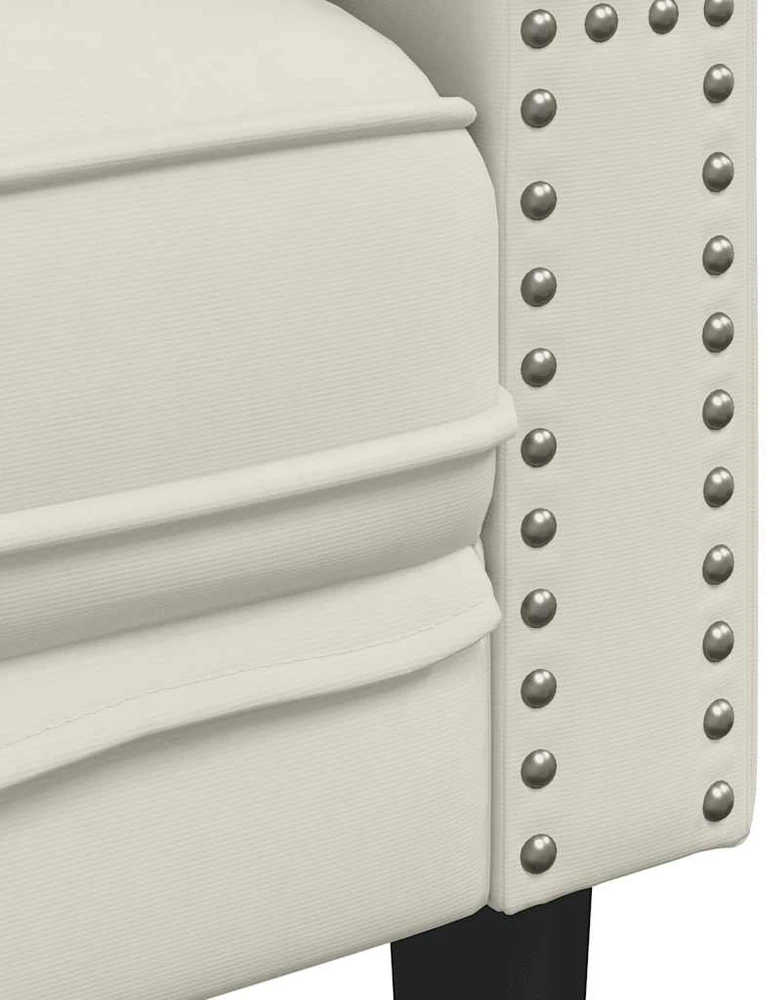 Dvivietė chesterfield sofa su pagalvėlėmis, kreminė, aksomas