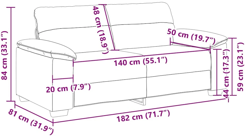 Dvivietė sofa, 180x81x84 cm, linas