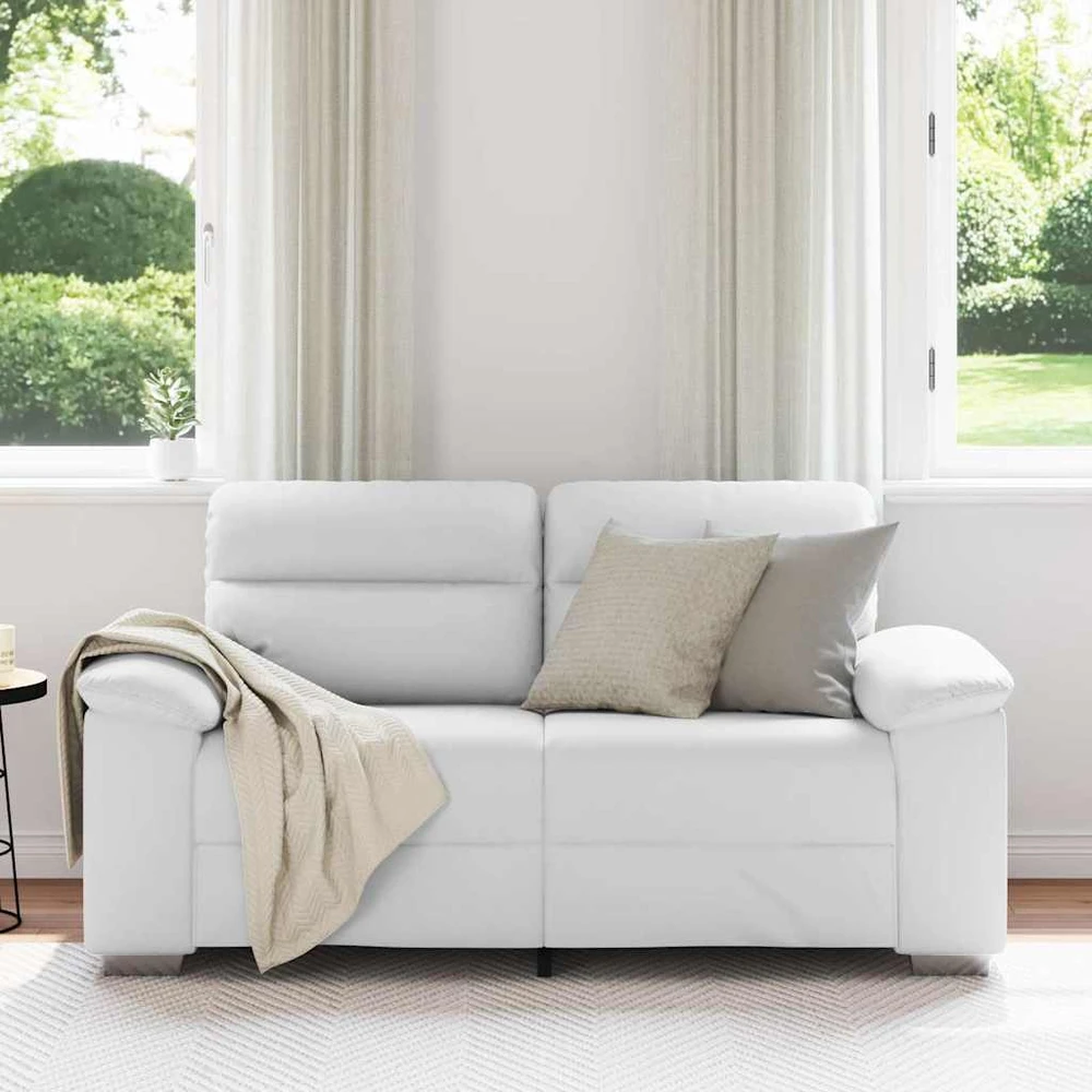 Dvivietė sofa, balta, 160x81x84 cm, dirbtinė oda