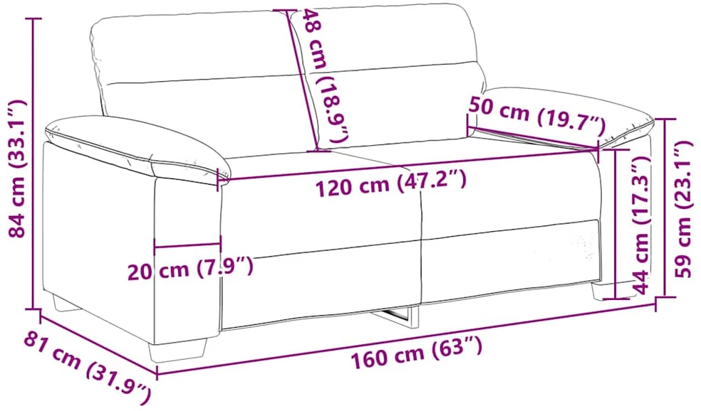 Dvivietė sofa, balta, 160x81x84 cm, dirbtinė oda