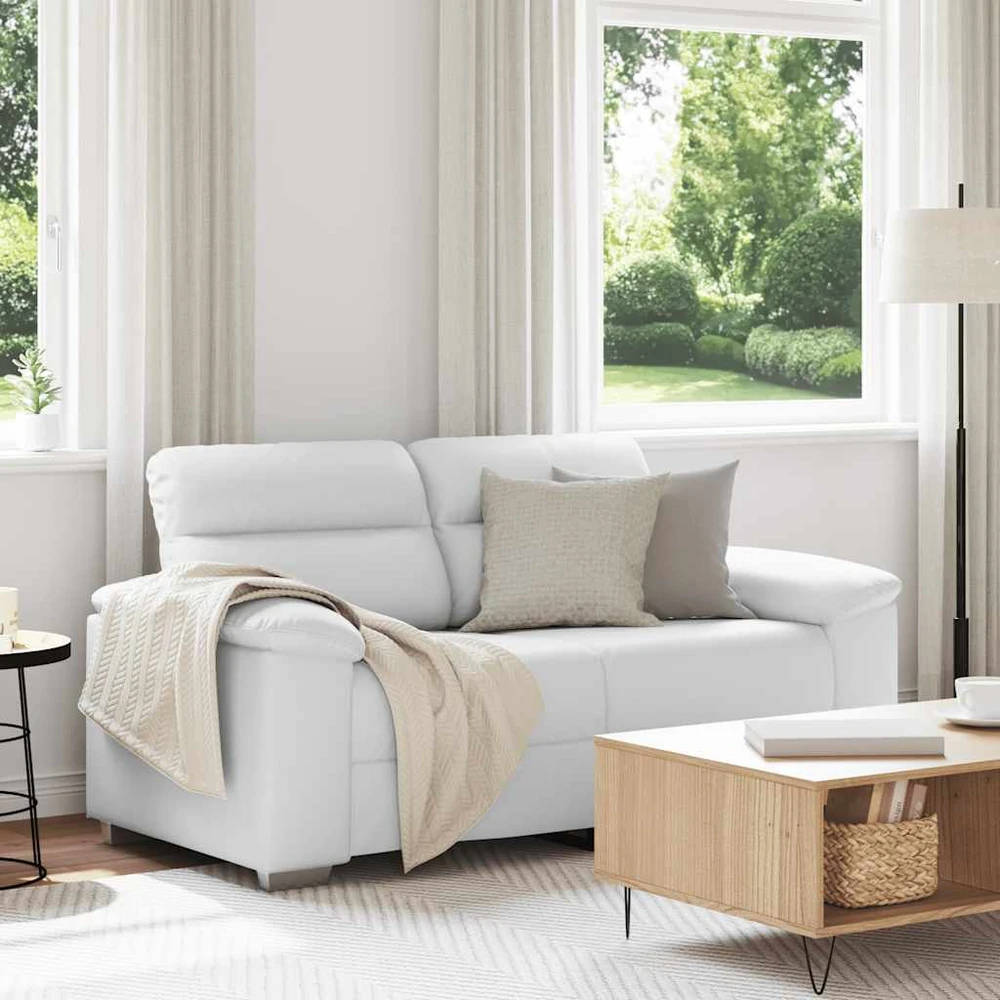 Dvivietė sofa, balta, 160x81x84 cm, dirbtinė oda