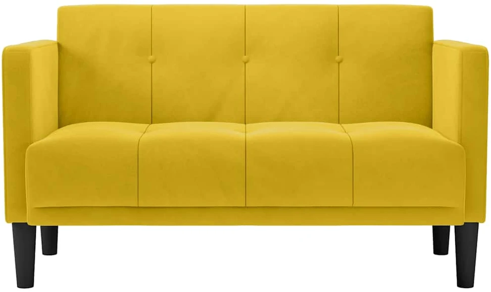 Dvivietė sofa, geltona, 111 cm, aksomas