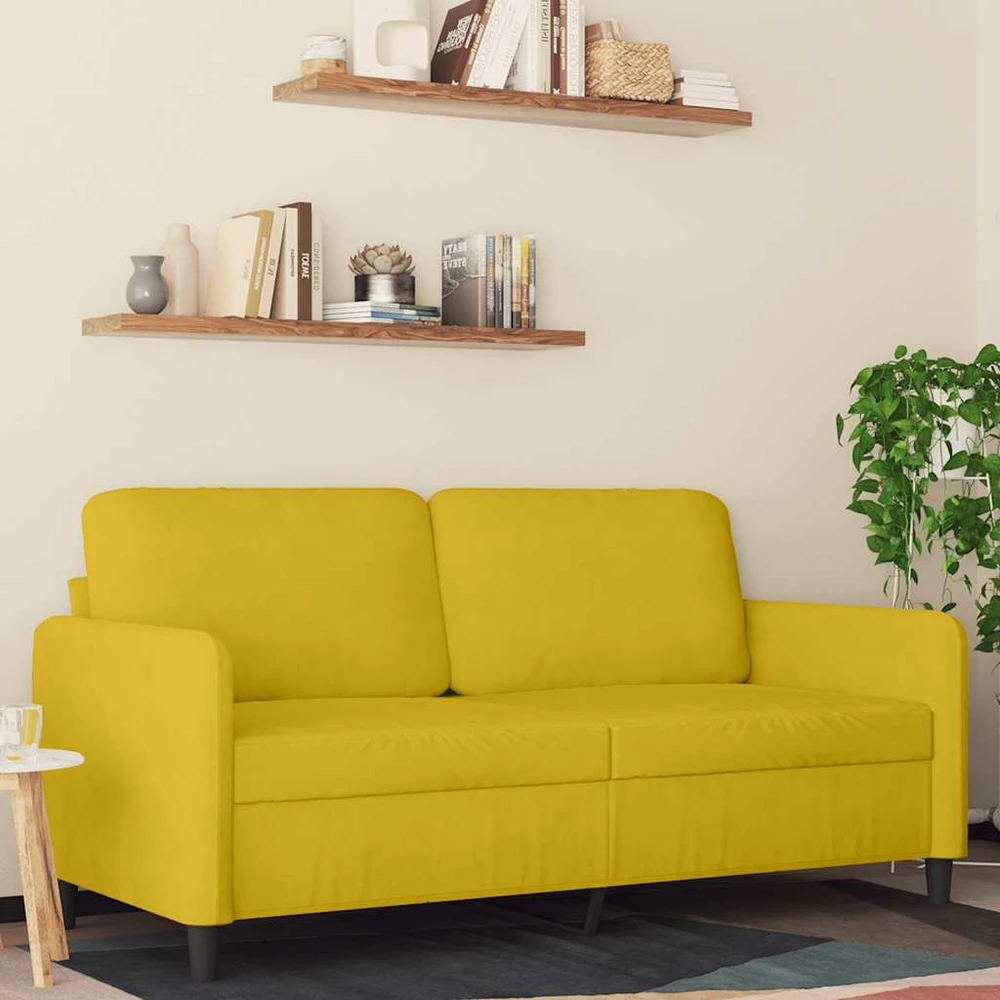 Dvivietė sofa, geltonos spalvos, 140cm, aksomas