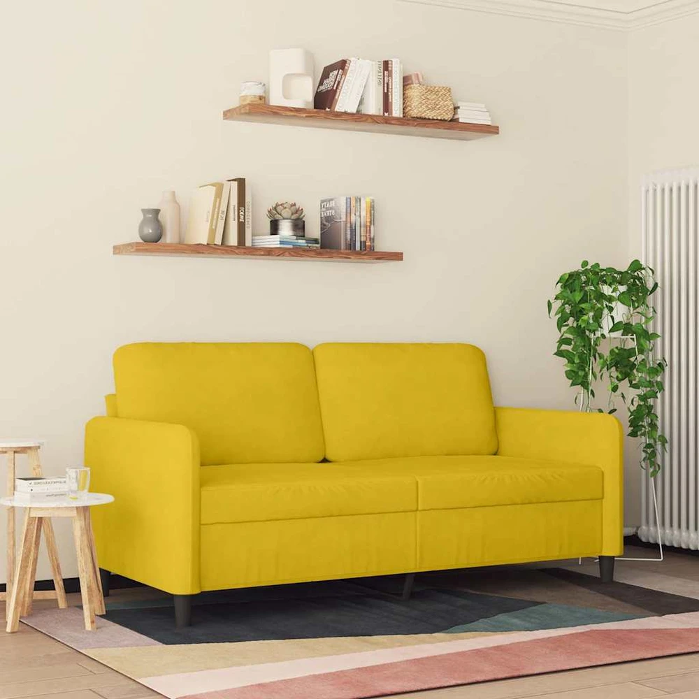 Dvivietė sofa, geltonos spalvos, 140cm, aksomas