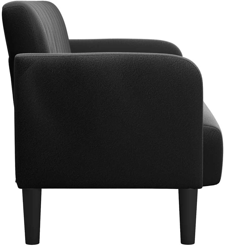 Dvivietė sofa, juoda, 109 cm, aksomas