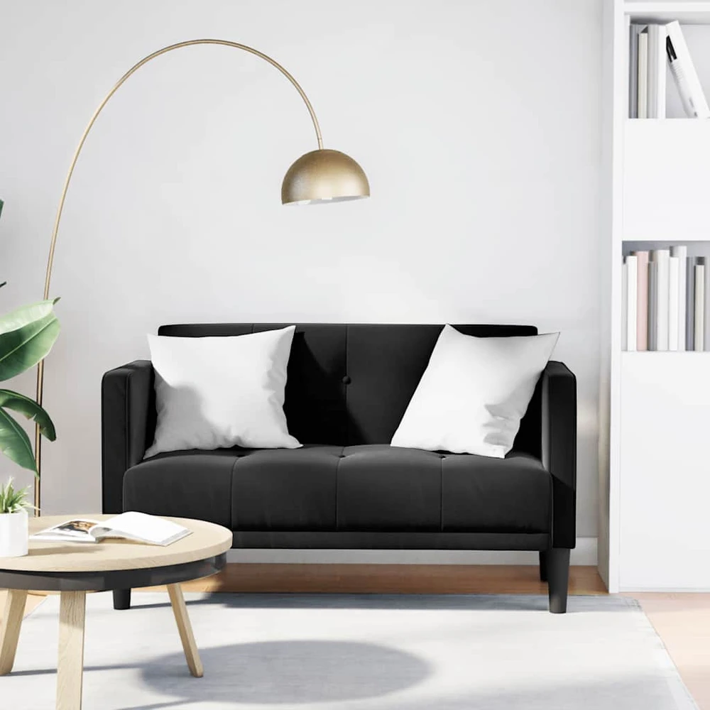 Dvivietė sofa, juoda, 111 cm, aksomas
