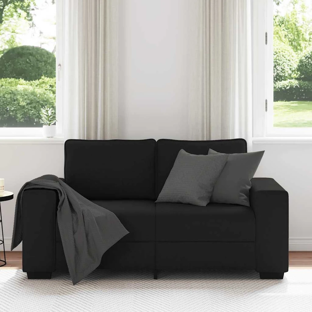 Dvivietė sofa, juoda, 160x77x82 cm, audinys