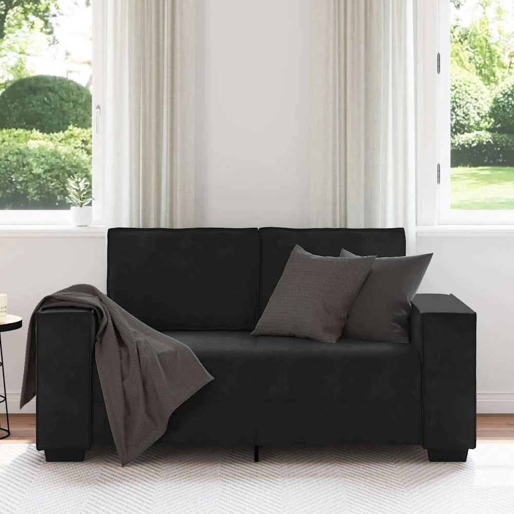 Dvivietė sofa, juoda, 160x78x84 cm, aksominė