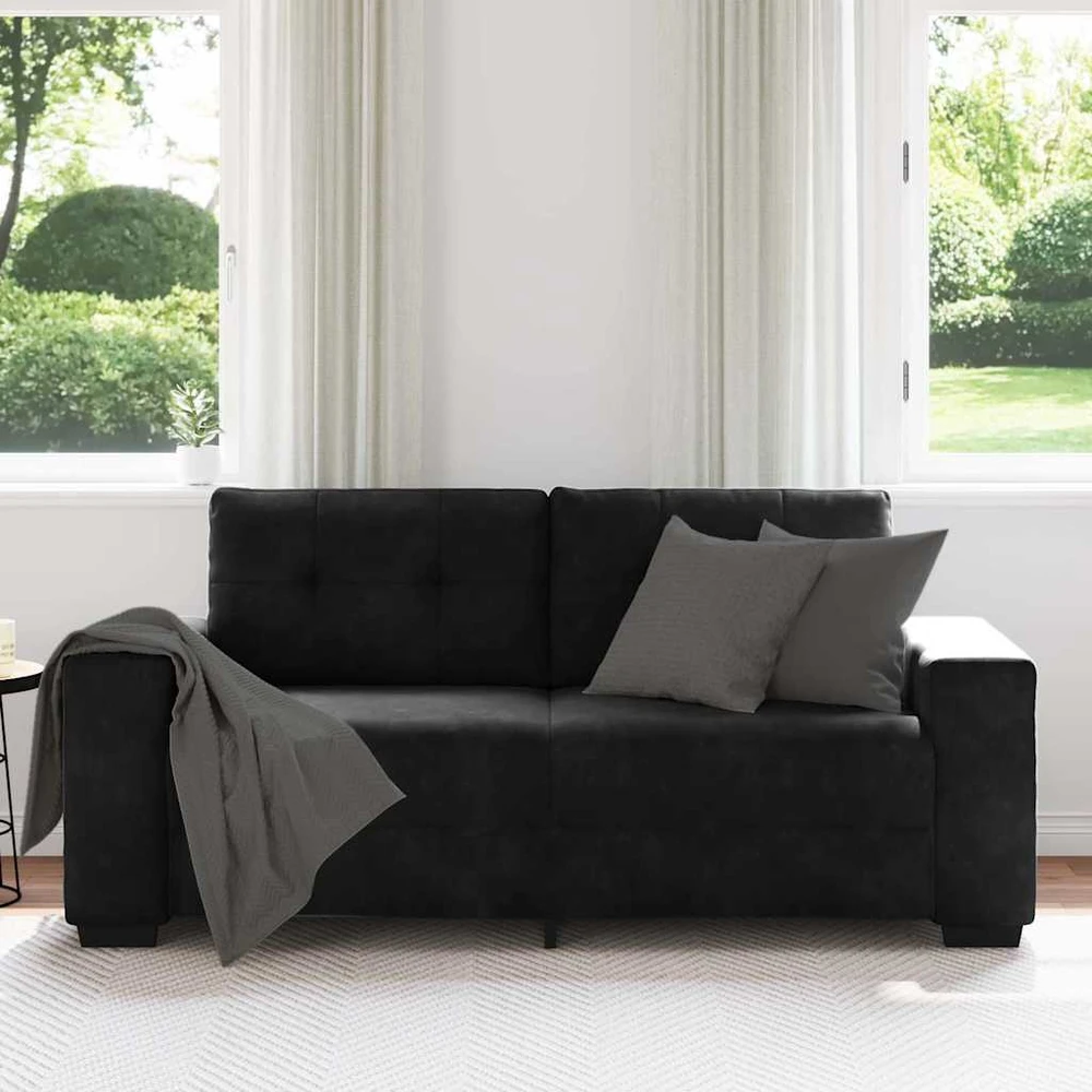 Dvivietė sofa, juoda, 180x77x82 cm, aksominė