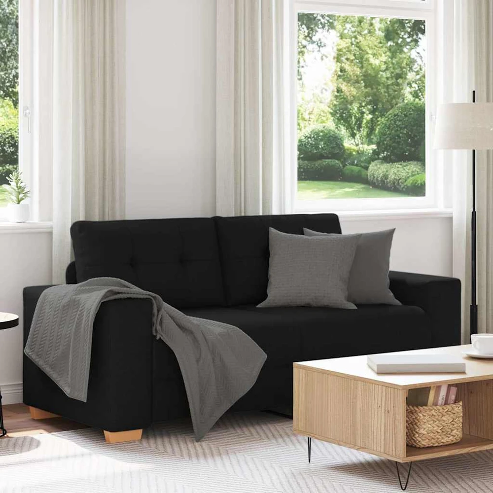 Dvivietė sofa, juoda, 180x77x82 cm, audinys