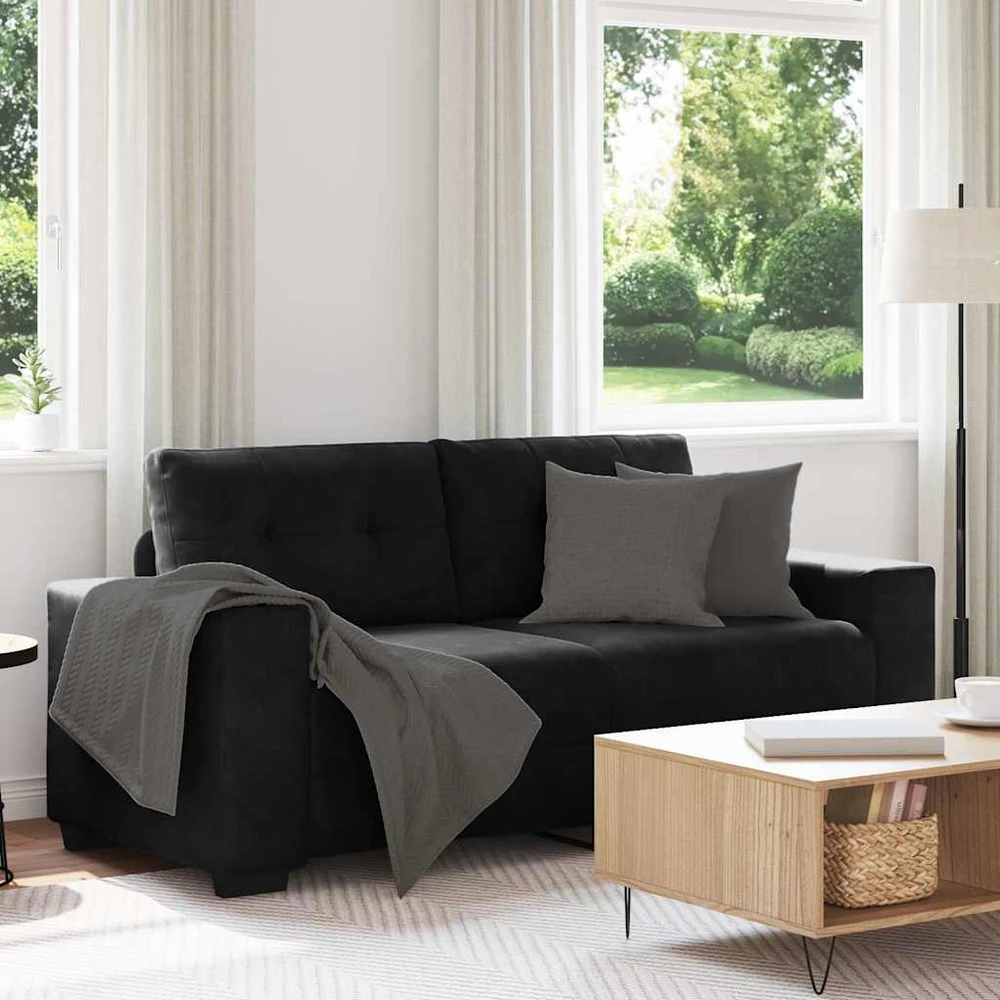 Dvivietė sofa, juoda, 180x77x82 cm, aksominė