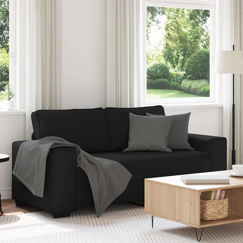 Dvivietė sofa, juoda, 180x77x82 cm, audinys