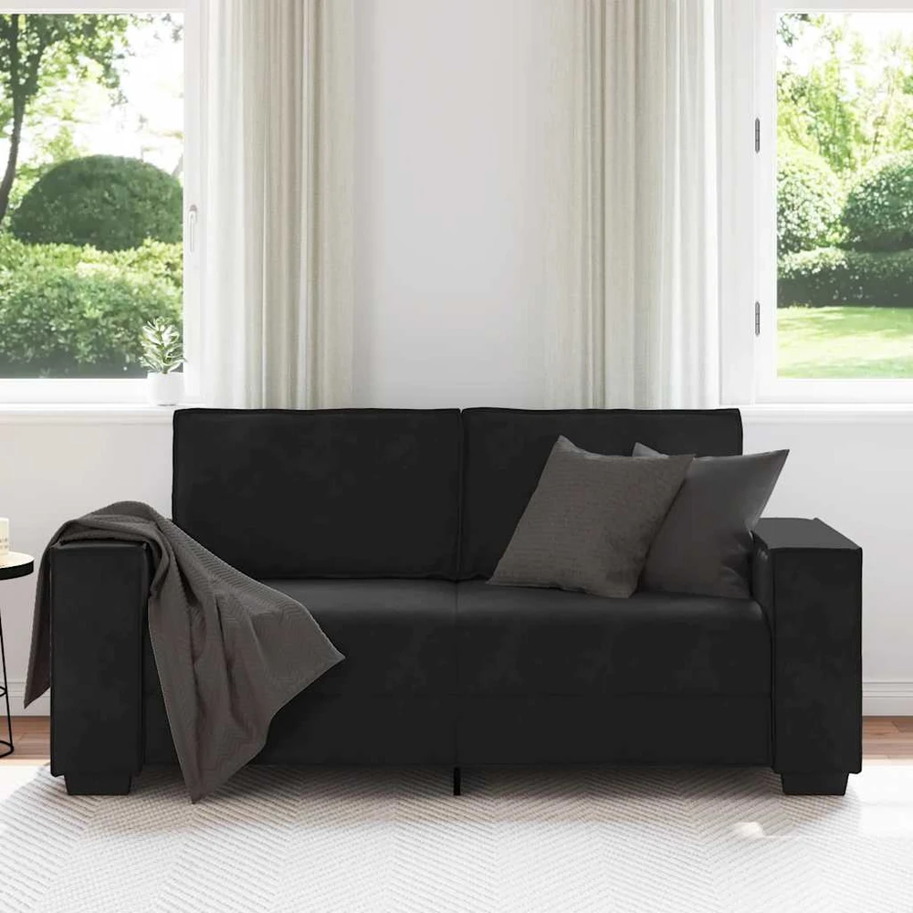 Dvivietė sofa, juoda, 180x78x84 cm, aksominė