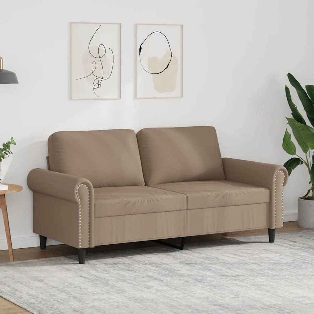 Dvivietė sofa, kapučino spalvos, 140cm, dirbtinė oda