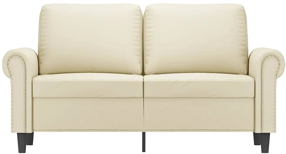 Dvivietė sofa, kreminės spalvos, 120cm, dirbtinė oda