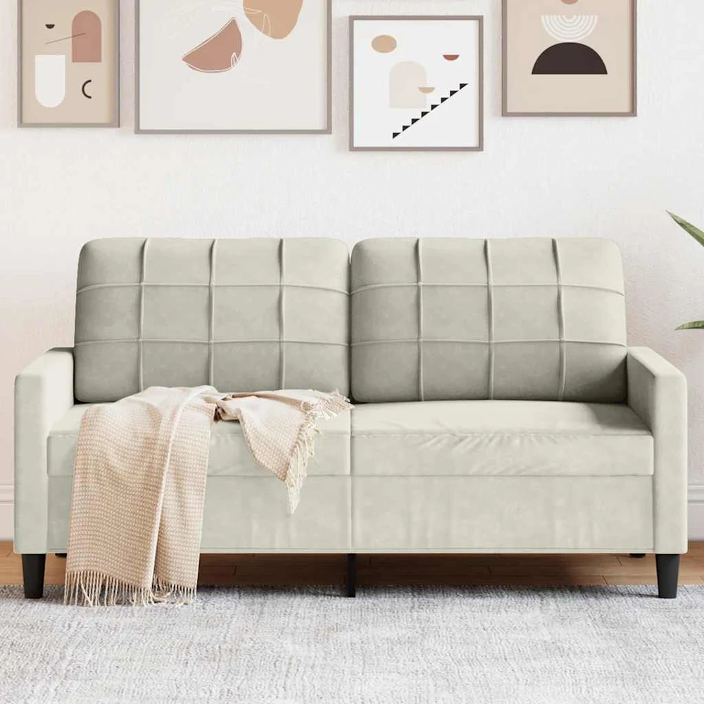 Dvivietė sofa, kreminės spalvos, 140cm, aksomas