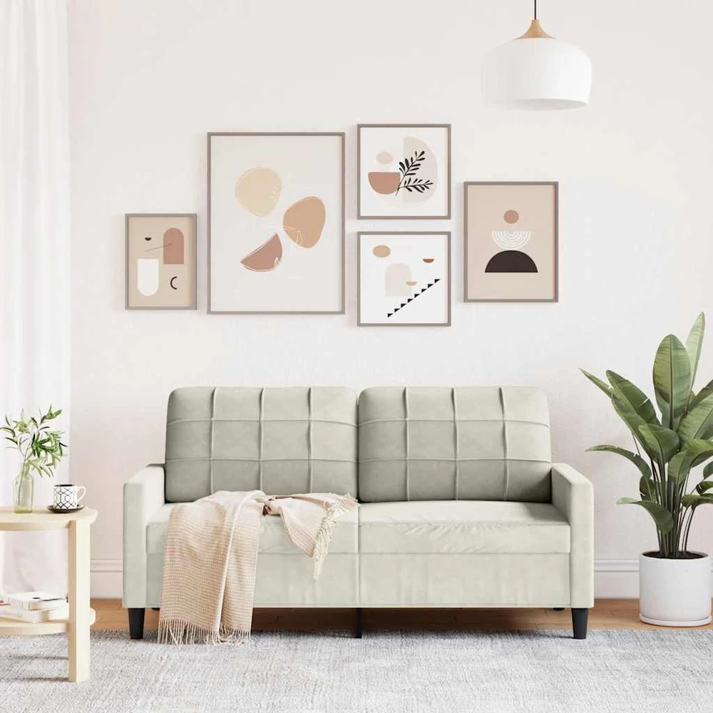 Dvivietė sofa, kreminės spalvos, 140cm, aksomas