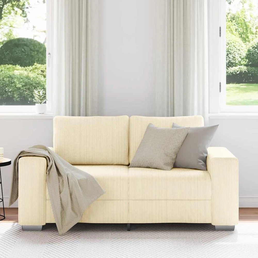 Dvivietė sofa, kreminės spalvos, 160x77x82 cm, velvetas, audinys
