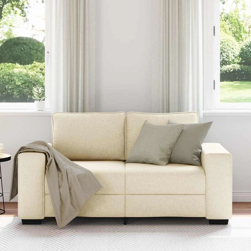 Dvivietė sofa, kreminės spalvos, 160x77x82 cm, audinys