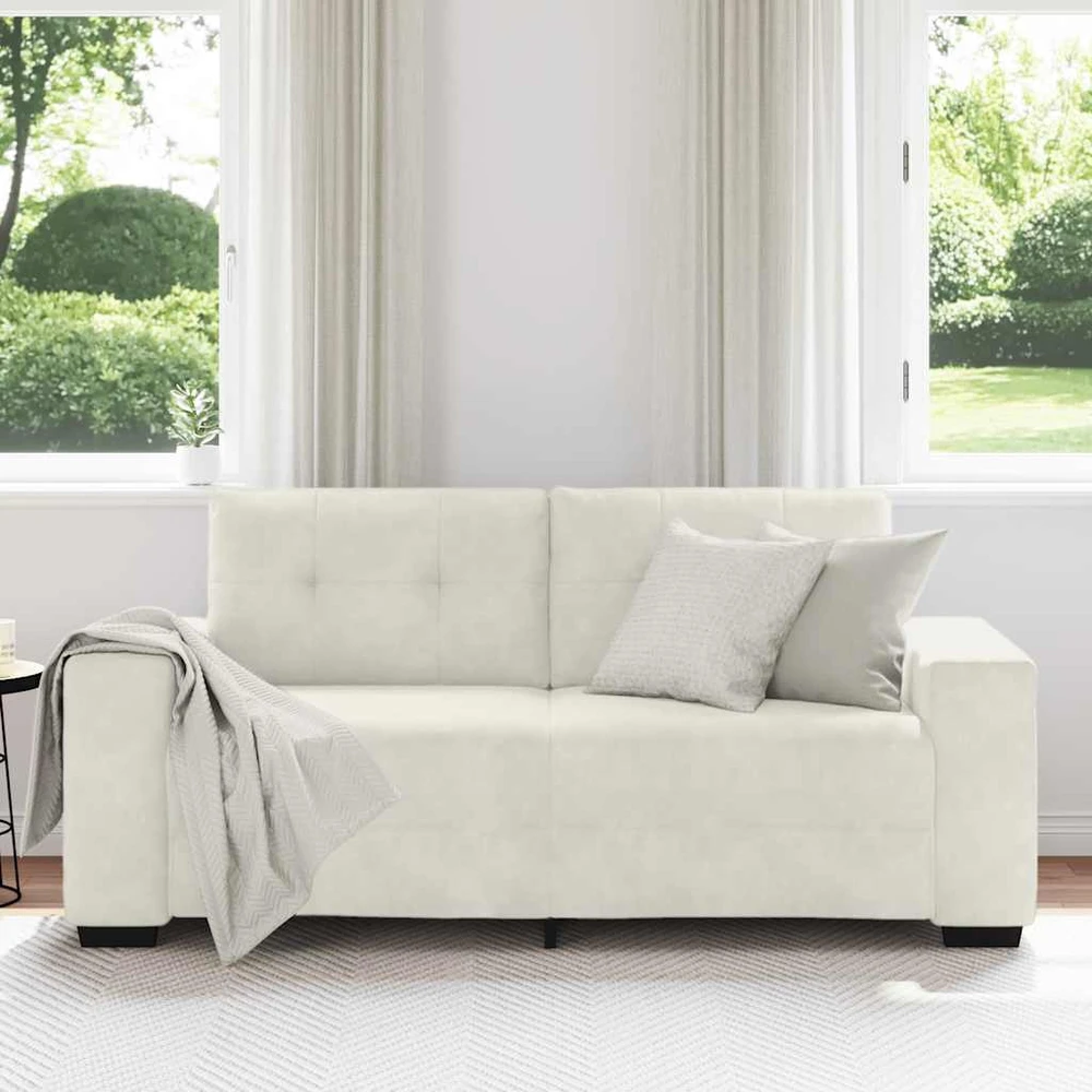 Dvivietė sofa, kreminės spalvos, 180x77x82 cm, aksominė