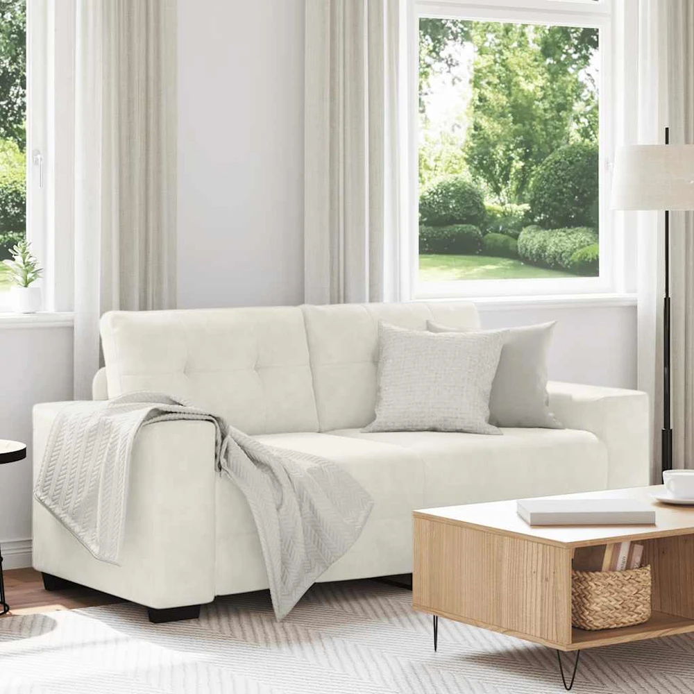 Dvivietė sofa, kreminės spalvos, 180x77x82 cm, aksominė