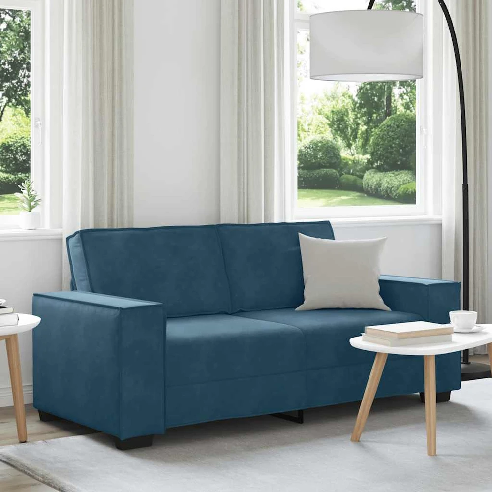Dvivietė sofa, mėlyna, 180x78x84 cm, aksomas