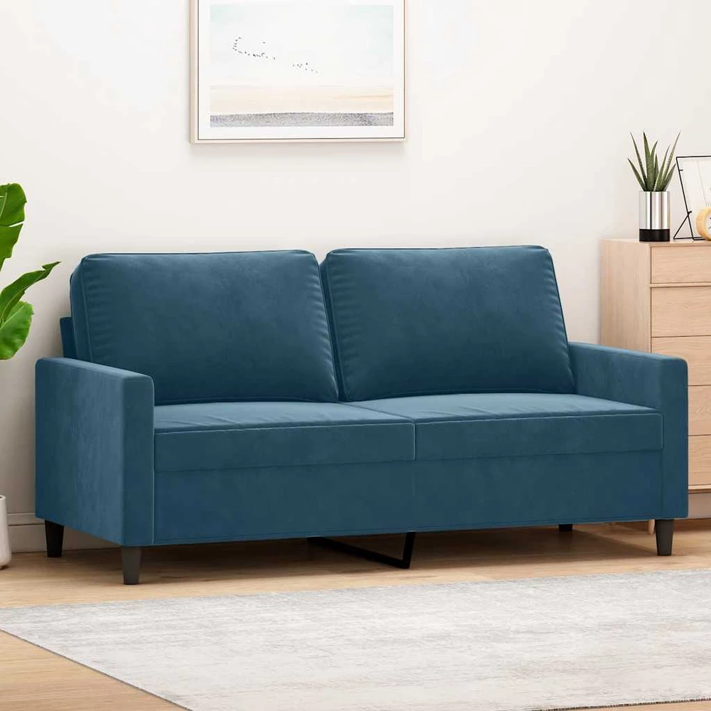 Dvivietė sofa, mėlynos spalvos, 140cm, aksomas