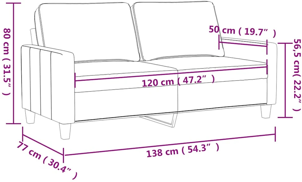 Dvivietė sofa, raudonojo vyno spalvos, 120cm, aksomas