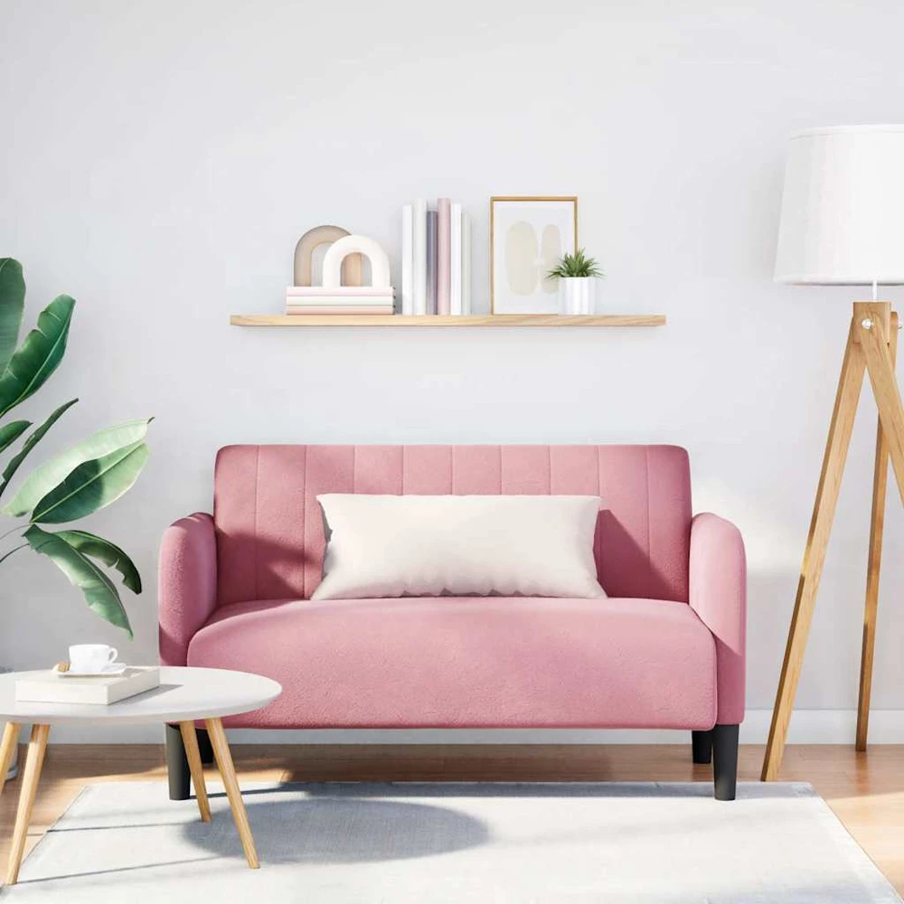 Dvivietė sofa, rožinė, 109 cm, aksomas