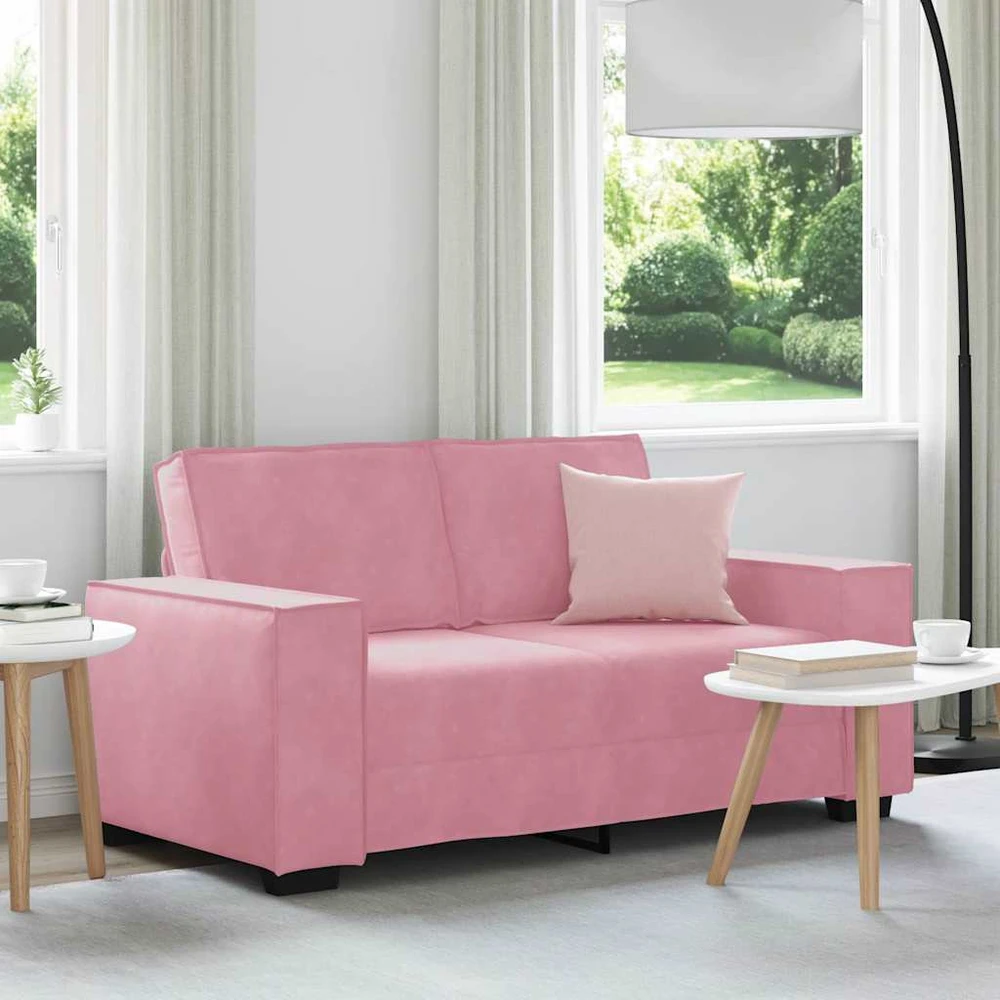 Dvivietė sofa, rožinė, 160x78x84 cm, aksomas