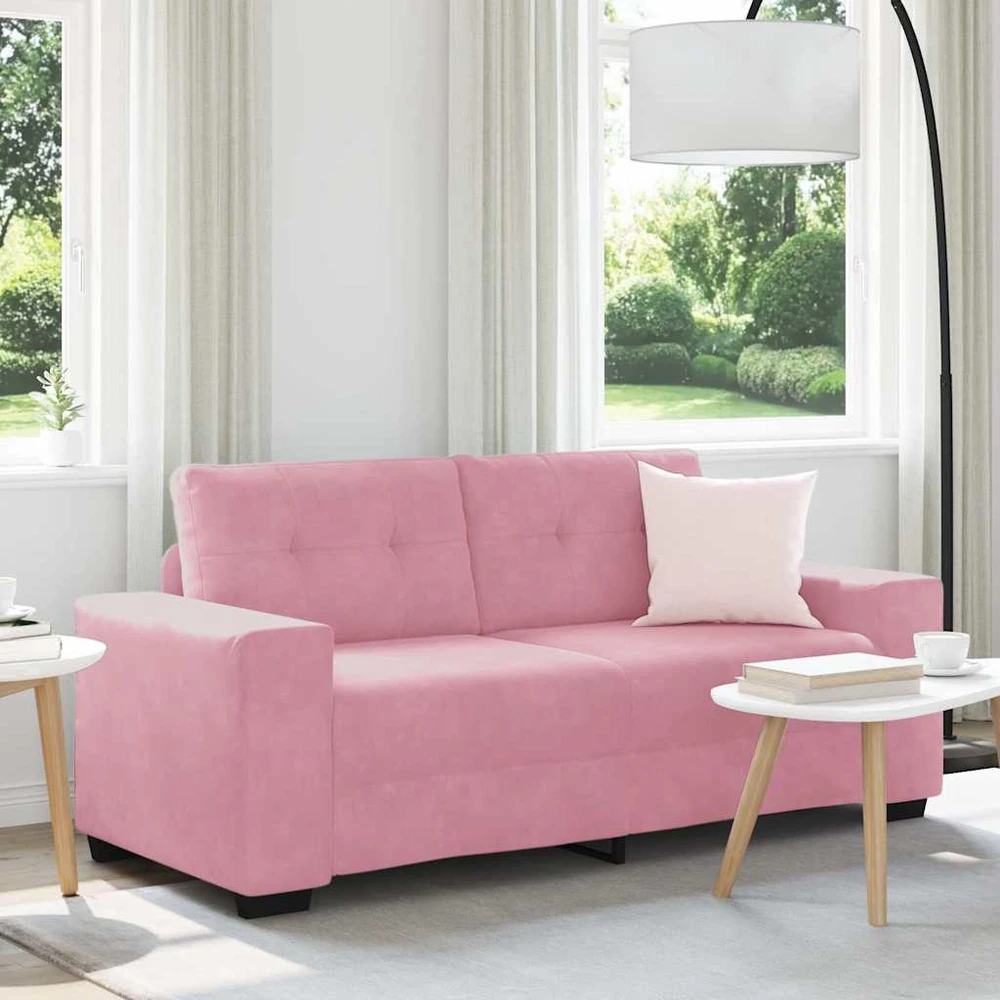 Dvivietė sofa, rožinė, 180x77x82 cm, aksomas