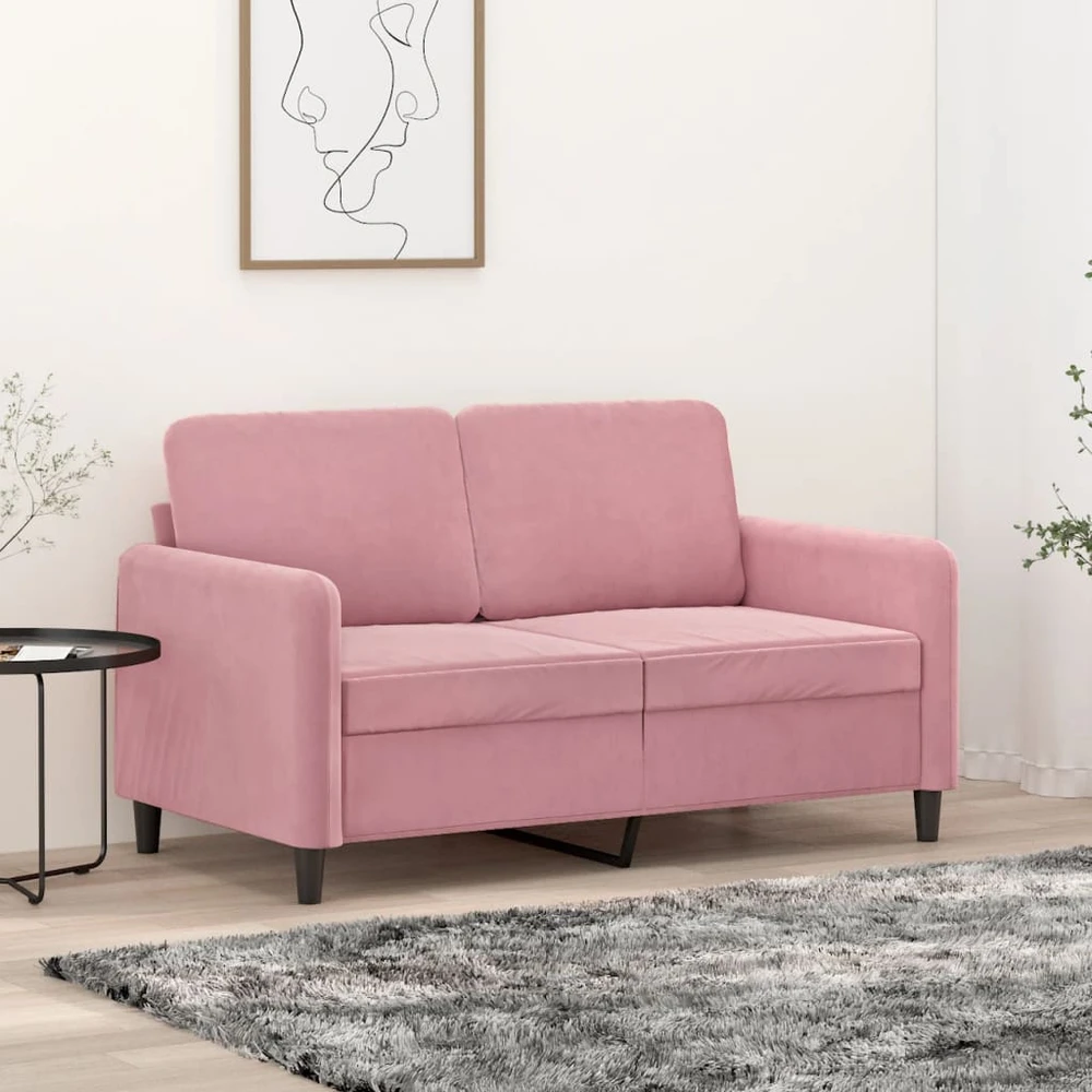 Dvivietė sofa, rožinės spalvos, 120cm, aksomas