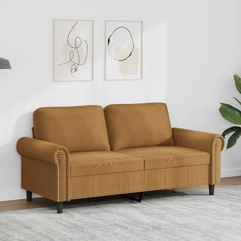Dvivietė sofa, rudos spalvos, 140cm, aksomas