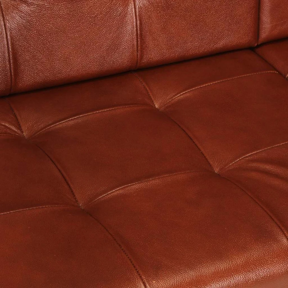 Dvivietė sofa, rudos spalvos, tikra ožkos oda