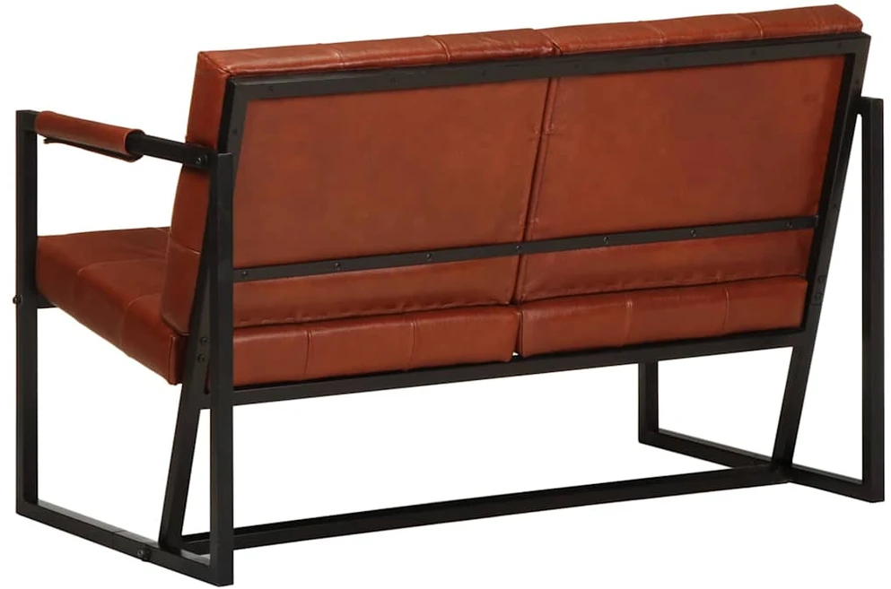 Dvivietė sofa, rudos spalvos, tikra ožkos oda