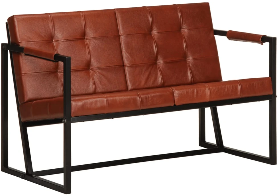 Dvivietė sofa, rudos spalvos, tikra ožkos oda