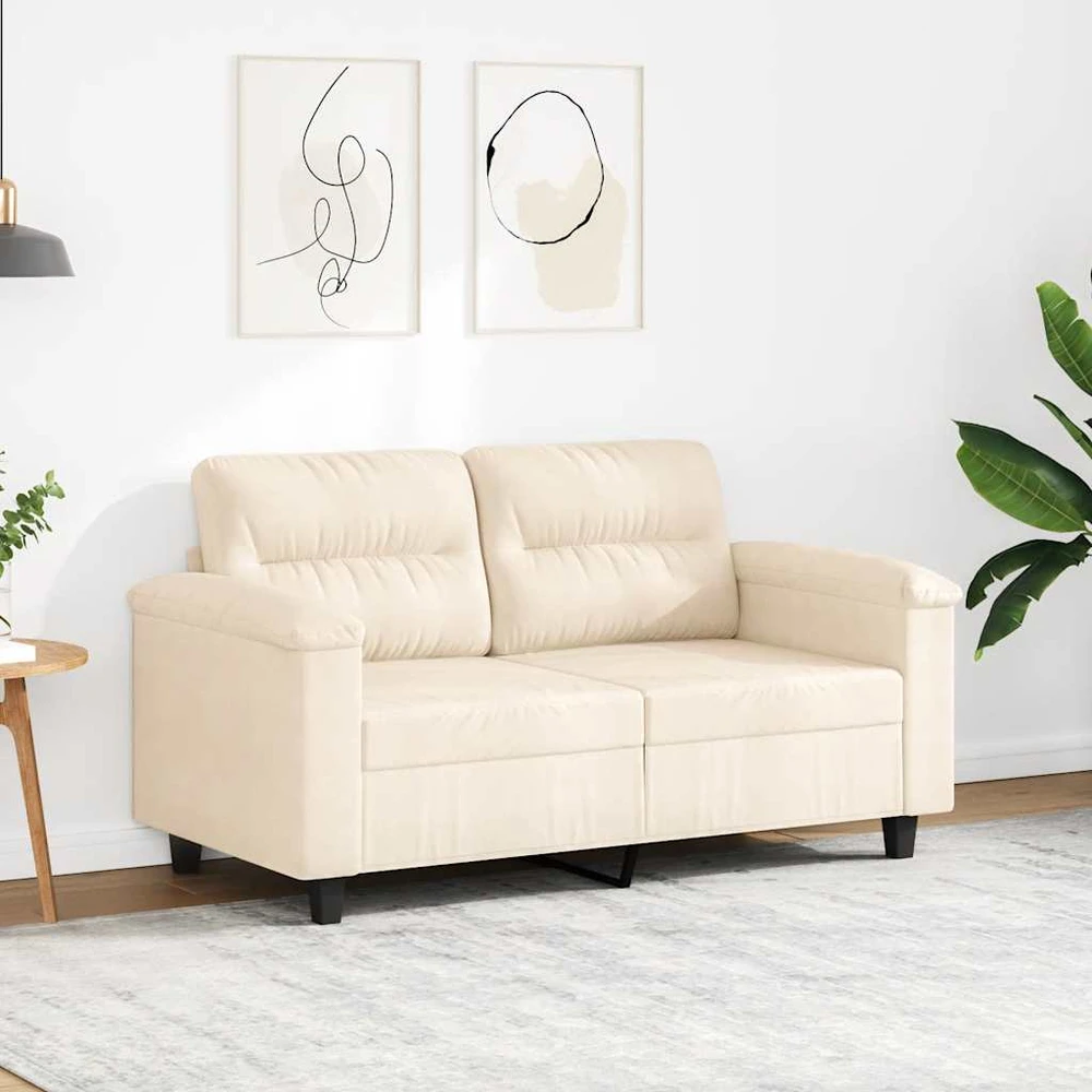 Dvivietė sofa, smėlio spalvos, 120cm, mikropluošto audinys