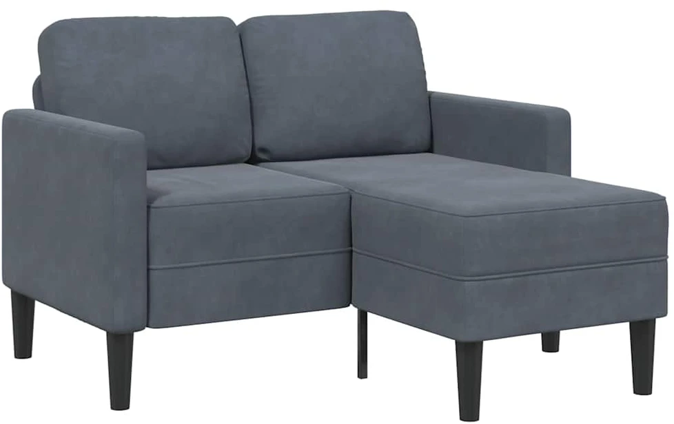 dvivietė sofa su gultu L formos tamsiai pilka 125 cm aksomas