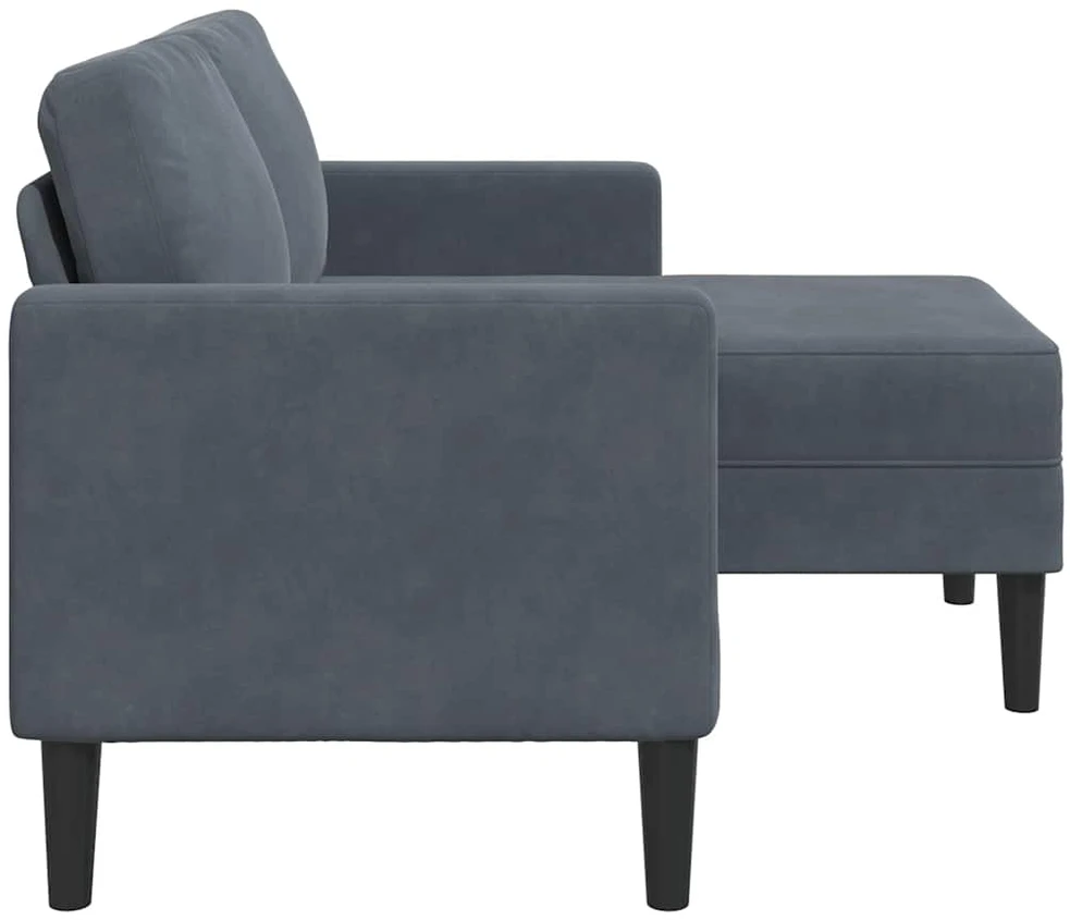dvivietė sofa su gultu L formos tamsiai pilka 125 cm aksomas