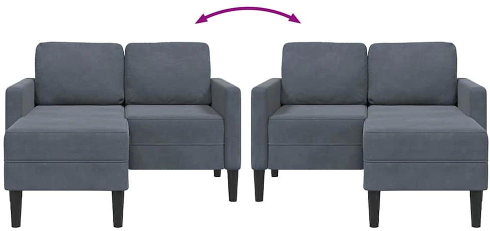 dvivietė sofa su gultu L formos tamsiai pilka 125 cm aksomas
