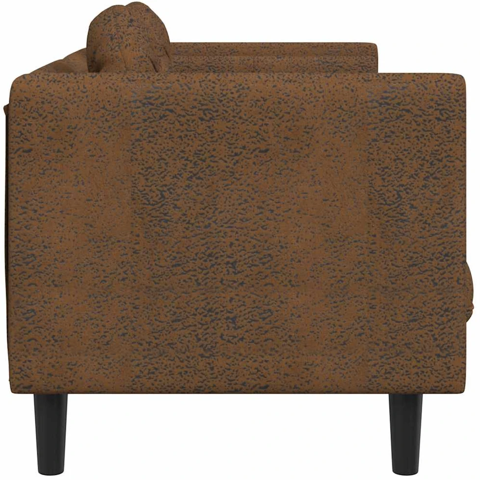 Dvivietė sofa su pagalvėlėmis, ruda, dirbtinė versta oda