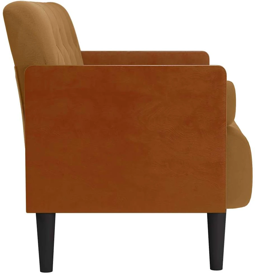 Dvivietė sofa su pagalvėlėmis, ruda, 110 cm, aksomas