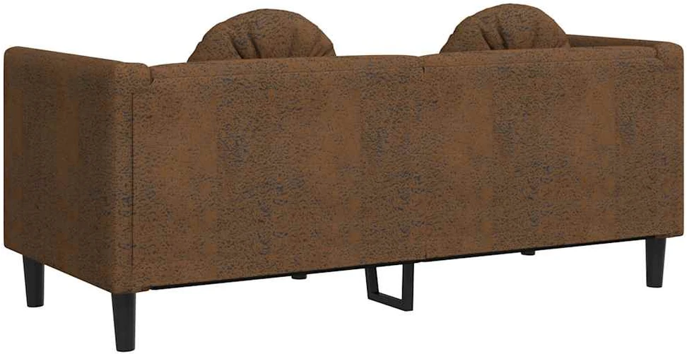 Dvivietė sofa su pagalvėlėmis, ruda, dirbtinė versta oda